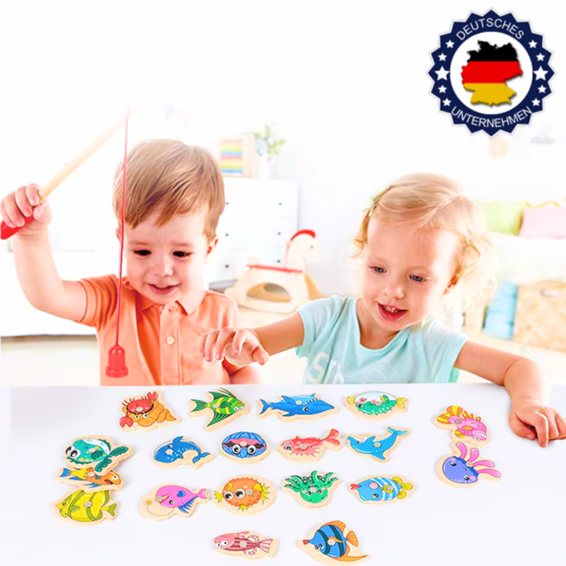 Magnetisches Angelspiel aus Holz – Meerestier-Abenteuer für Kinder | Fördert spielerisch die Bindung & Entwicklung